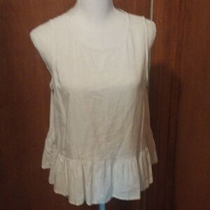Moon River Cream Ruffle Hem Tank Top